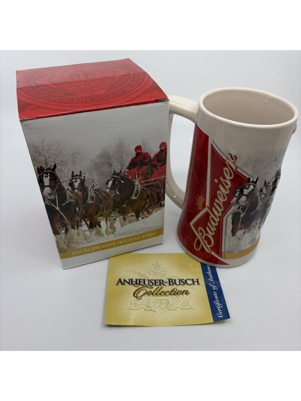 Budweiser Holiday Stein 2012 Winter Wonderland 1067977 Anheuser Busch COA Beer